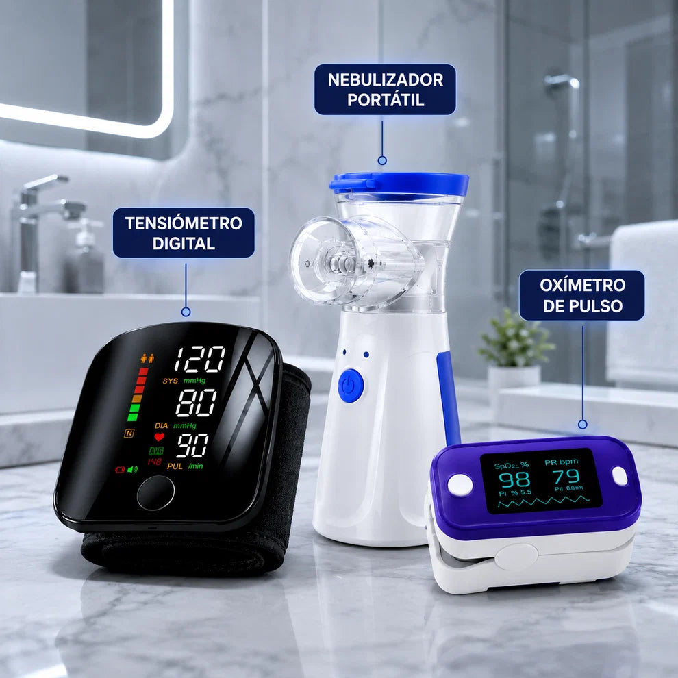 Kit Tensiómetro + Nebulizador + Oxímetro