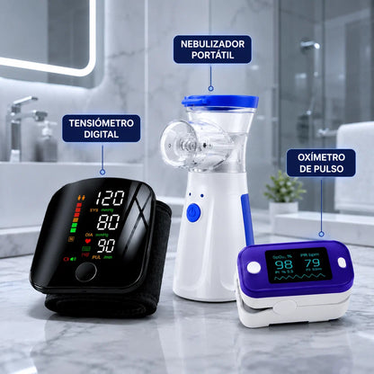 Kit Tensiómetro + Nebulizador + Oxímetro