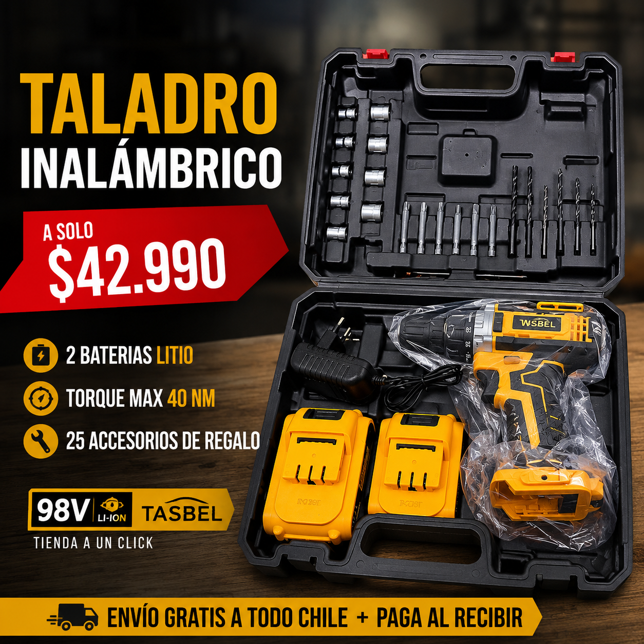 Taladro Inalámbrico - 2 Baterías